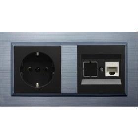 Resim Ovivo Quantum Gümüş 2'li Set Topraklı Priz Ve Cat5 Data Priz Set 