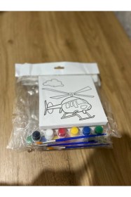 Resim 15x15 Cm Çocuk Tuval Seti 6 Lı Boya Ve Fırça Dahil 