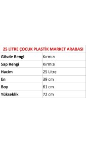 Resim Kartal Plastik Çocuk Market Alışveriş Arabası 25 Litre Kırmızı 