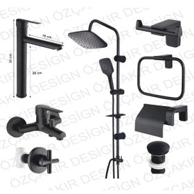 Resim özçakır Full Black 8 Li Banyo Seti 