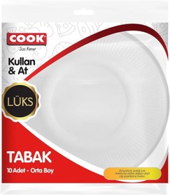 Resim COOK 10'lu Lüks Plastik Tabak Orta Boy 5'li Paket 