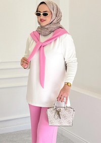 Resim Balenbi Kadın Modal Kumaş Fularlı Tesettür Eşofman Takımı Pembe 1212 
