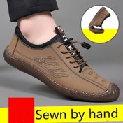 Resim Erkek Rahat Nefes Alabilen Oxford Ayakkabılar, El Dikimi, Dayanıklı TPR Taban, Alçak Topuk, Giyilebilir, Düz Renk, Mikrofiber Sentetik Ayakkabılar Sürüş İçin 