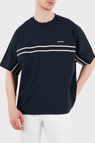 Resim Calvin Klein Şerit Detaylı% 100 Pamuk Bisiklet Yaka T Shirt LV04RE222GCEF Erkek T SHİRT LV04RE222G CEF 
