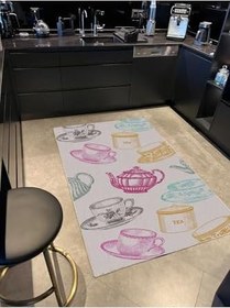 Resim rugs modern Mira 975 Fincan Çaydanlık Temalı Dokuma Taban Halı, 80 x 200 