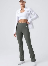 Resim TOMMY LIFE TOMMYLIFE Siyah Esnek Yüksek Bel Spor Performans İspanyol Paça Tayt, T19BY-94686 