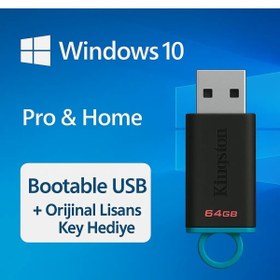 Resim Microsoft Windows 10 Pro & Home | Bootable USB | Orijinal Lisans Key Anahtarı Hediye 