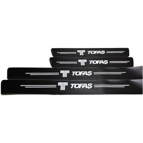 Resim Tofaş Logolu Karbon Kapı Eşiği Koruyucu Bant Folyo 4'lü Set 