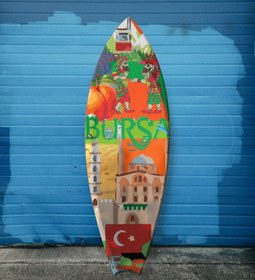 Resim Bursa Temalı Pleksi Dekoratif Sörf Tahtası – Duvara Asılabilir Şehir İkonik Tasarım Tablo - 50x150 Cm 