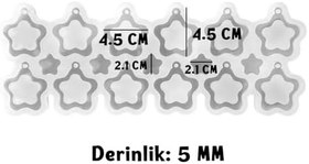 Resim Epoksi Silikon Kalıp Çoklu İçi Boş Yıldız Delikli Kolye Anahtarlık Küpe Kalıbı 12 Li 