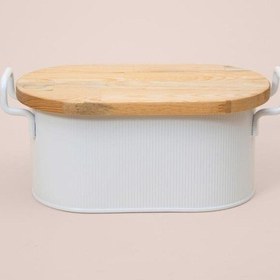 Resim The Mia Stripe Ahşap Kapaklı Ekmek Saklama Kutusu Beyaz 40 22 18 Cm Beyaz 