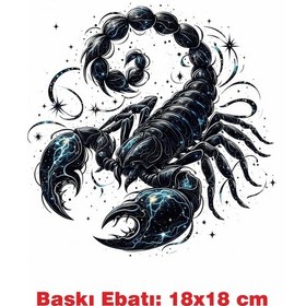 Resim Akrep Burcu Temalı Ütü İle Yapışan Tekstil Kumaş Tişört Dtf Baskı 3557 