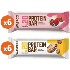 Resim Waspco Protein Bar Karma Kutu 40 G 12 Adet Çilekli Ve Kurabiye Aromalı 