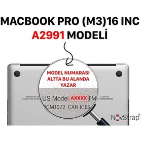 Resim Novstrap Apple Macbook Pro 16 İnç M3/m3 Pro/m3 Max A2991 İle Uyumlu Parlak Simli Kılıf Sert Glitter Şeffaf 
