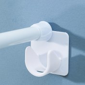 Resim 2 Adet Beyaz Plastik Matkap Gerektirmeyen Teleskopik Çubuk Tutucular Yapışkan Tabanlı - Çok Fonksiyonlu, Ev Dekorasyonu için Kolay Kurulum Perde Çubuğu Braketleri, Perde Çubuğu Tutucu 