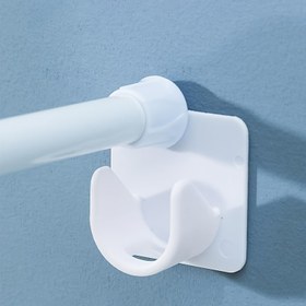Resim 2 Adet Beyaz Plastik Matkap Gerektirmeyen Teleskopik Çubuk Tutucular Yapışkan Tabanlı - Çok Fonksiyonlu, Ev Dekorasyonu için Kolay Kurulum Perde Çubuğu Braketleri, Perde Çubuğu Tutucu 