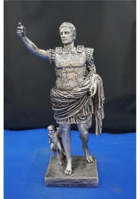 Resim Sezar Augustus Roma İmparatoru Heykeli - 33 Cm Dekoratif Biblo, Ev & Ofis Hediyelik Aksesuar Gümüş 