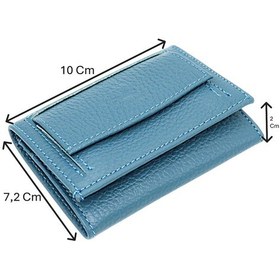 Resim Westpolo Unisex Hakiki Deri Bozuk Para Ve Kağıt Para Bölmeli Cüzdan Kartlık - Kot Mavi Açık Mavi 