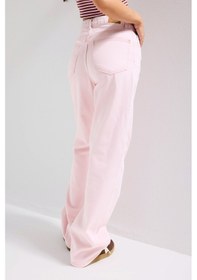 Resim Itsbasic Kadın Pembe 3s6-98 Loose Fit Orta Bel %100 Koton Denim Jean 