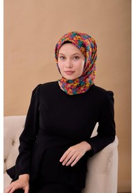 Resim Silk Home Soft Eşarp 73092-01 Siyah, Turuncu, Yeşil, Lila, Sarı 