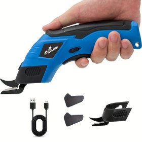Resim Kablosuz Elektrikli Makas, 3.7V 2000mAh Şarj Edilebilir Ağır Hizmet Tipi Makaslar Güvenlik Kilidi ve USB Type-C Şarj Portu ile Halı, Deri, Karton, Dikiş, El İşi ve Kesim için - Anneler Günü İçin Mükemmel Hediye 