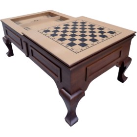 Resim BENGİ TİCARET Orta sehpa 17765 satranç TAVLA Klasik Kayın Aslan Ayak Yakarak nakış El yapım 