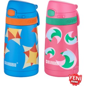 Resim Shamobo 2Lİ SET Pipetli Çelik Termos 350ml -6 Saat Isı Yalıtımı- 