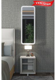 Resim Çok Amaçlı Aynalı Takı Dolabı Mdf Kapak - Beyaz - Köşeli Çerçeve 