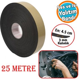 Resim Araç Oto Ses Isı Yalıtım Izolasyon Bandı Yapışkanlı Bant Epidyen Sünger En 45 mm Kalın 3 mm 25 Metre 