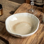Resim 7.5 İnç Benzersiz Buz Kırık Sır Seramik Kase - Retro Düzensiz Şekil, Salatalar, Aperatifler ve Japon Ramen için Mükemmel, Beyaz Dokulu Tasarım, Salata Servis Kabı | El Yapımı Seramik Kase | Seramik Yapı, Salata Kasesi 