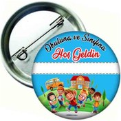 Resim 20 Adet Okuluna ve Sinifina Hoş Geldin Öğrenci Yaka Rozeti Çok Renkli 