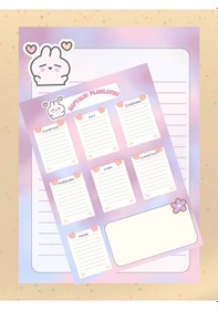 Resim Minik Tavşanlı Setimiz A4 Çizgili-a5 Günlük Planlayıcılı Bloknot Notepad Okul Planner Çok Renkli 