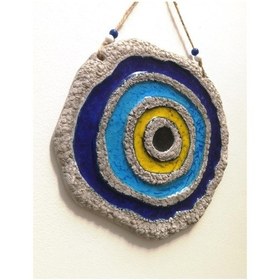 Resim Seramik Nazar Boncuğu Dekoratif Duvar Süsü Nazarlık 25x25 Cm 