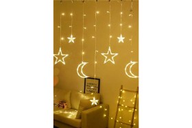 Resim Pazariz 5 Animasyonlu Ay Yıldızlı Saçak Ip Perde LED Fişli 