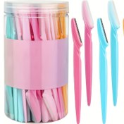 Resim 12 Adet Paslanmaz Çelik Kaş Tıraşı - Pürüzsüz Şekillendirme için Keskin Bıçaklı Zarif Düzelticiler, Pastel Renkler (Pembe, Mavi, Turuncu, Yeşil), Kaşlar ve Vücut Kılı Temizliği İçin İdeal, Kaş Makinesi 