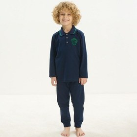 Resim Sevim Erkek Çocuk Uzun Kol Polo Yaka Lacivert Pijama Takım C5t2n7o8 001 