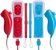 Resim Edorco Remote Controller for Wii Nintendo, Wii Remote and Nunchuck Joystick for Wii and Wii U Console (2 Set,Red and Blue) 