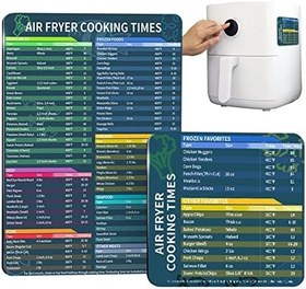 Resim Hava Fritözü Manyetik Cheatsheet | Su Geçirmez Hava Fritözü Aksesuarları Pişirme Süreleri | Kolay Okuma ve Yemek Pişirme için Büyük Basılı Harfli Mutfak Aletleri 