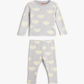 Resim Kız Bebek Pijama Takımı Koalalı Uzun Kollu Tişört ve Beli Lastikli Pijama Altı 2 Parça 