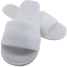 Resim 10 Çift Önü Açık Kaymaz Taban Çift Katlı Havlu Beyaz Otel Terliği Tek Kullanımlık Kullan At Beyaz 