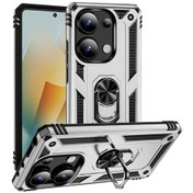Resim Xiaomi Redmi Note 13 Pro 4g Darbeye Dayanıklı Tpu Pc Telefon Kılıfı İçin Tutucu Gümüş 