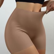 Resim 1 Çift Kadın Orta Bel Dikişsiz Kaymaz Elastik Bel Bandı Yüksek Bel Külot - Buz Slicki Lif Kumaşı, Bej Minimalist Düz Renk, Günlük Konfor ve Çok Yönlü Kullanım için Sadece Elde Yıkama, Pürüzsüz Dokulu Kumaş, Esnek Fit 