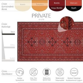 Resim Cool Halı Private Bordo Eskitme Vintage Halı Etnik Desen Otantik Şönil Halı Yıkanabilir Salon Halısı 