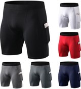 Resim Erkek Kompresyon Şortu Fitness Bisiklet Hızlı Kuruyan Spor Salonu Antrenmanı Koşu Spor İç Çamaşırı Siyah 