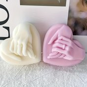 Resim DIY Teklif için 3D El Ele Kalp Mum Kalıpları, Sevgililer Günü Mumu, Ev Yapımı Sabun ve Alçı El Sanatları için Silikon Reçine Kalıplar 