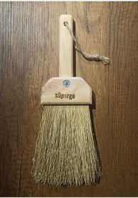 Resim süperge Çalı Süpürge - Sarı Ot Süpürge | El Yapımı, Dekoratif Vidalı Ahşap Gövdeli Fırça Süpürge 