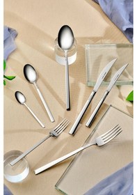 Resim Karaca Elegance Nil V2 Platin 12 Kişilik 84 Parça Çatal Kaşık Bıçak Takımı 
