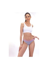 Resim Cottonhill Gri Renk Spor Kesim %90 Pamuklu Kadın Bikini Külot Gri 