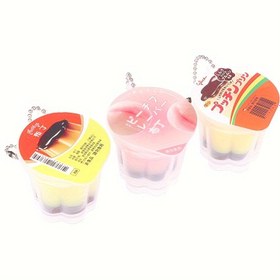 Resim 1 adet Sevimli Yumurta Süt Puding Anahtarlık - Gerçekçi Yiyecek Tasarımı ile Reçine İşlemeli, Çiftler & Sevgililer Günü Hediyesi için Mükemmel, Halka Tokalı Dekoratif Aksesuar 