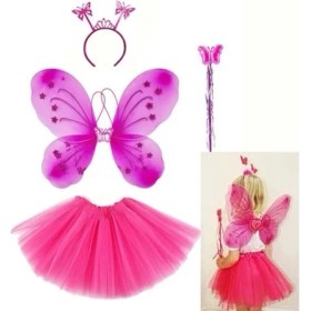 Resim Fuşya Kelebek Kostüm Aksesuar Seti 4 Parça 